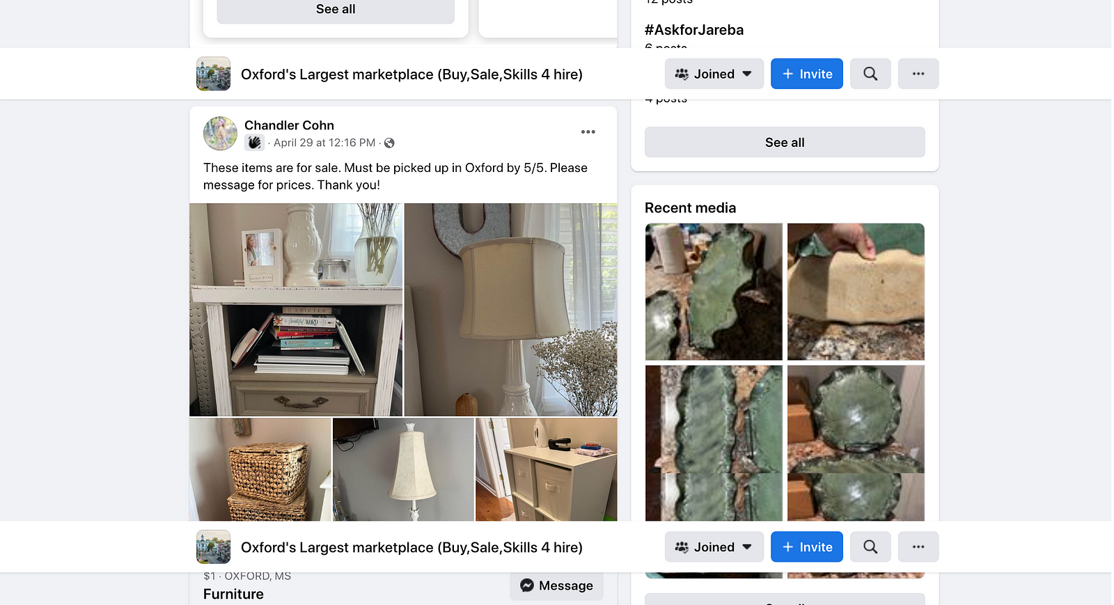 A screenshot of a listing on “Oxford’s Largest Marketplace”